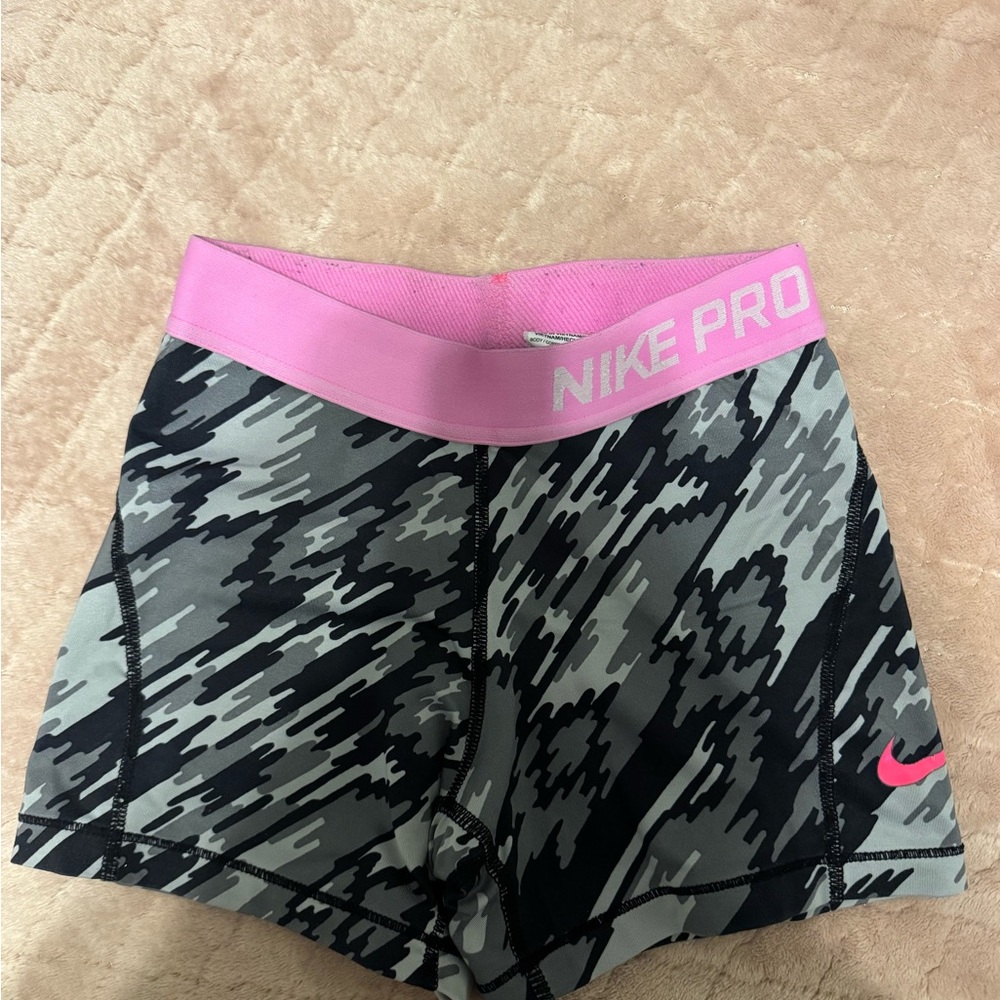 Nike Pro Women's Athletic Shorts in Gray and Pink